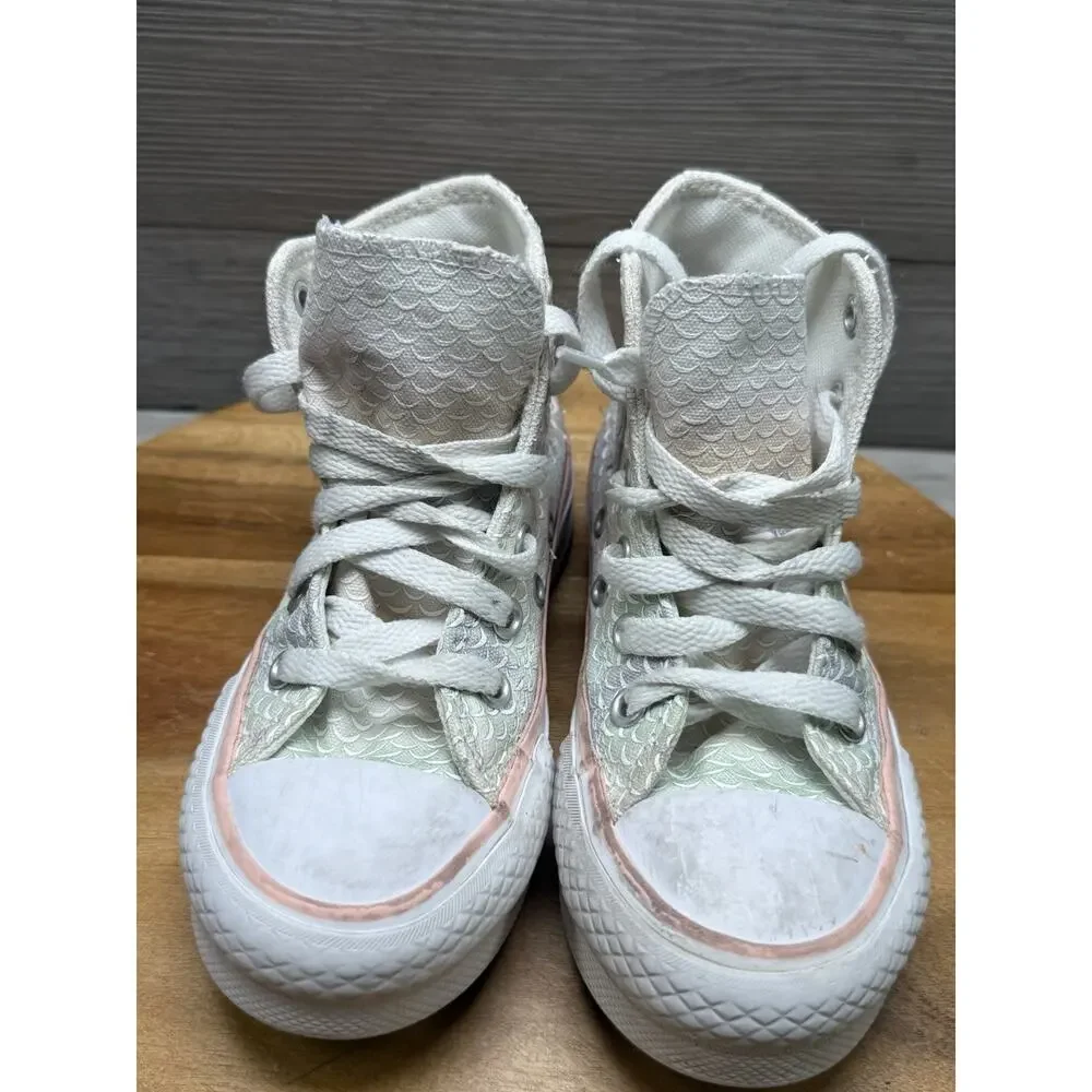 Converse Shoes Sz11 Youth Chuck Taylor Lift Hi Top Pastel Mermaid Scales 372752C